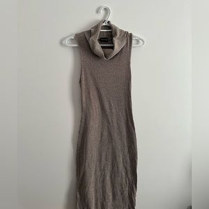 gray/beige long sleeveless dress with turtleneck, SEDUCTION